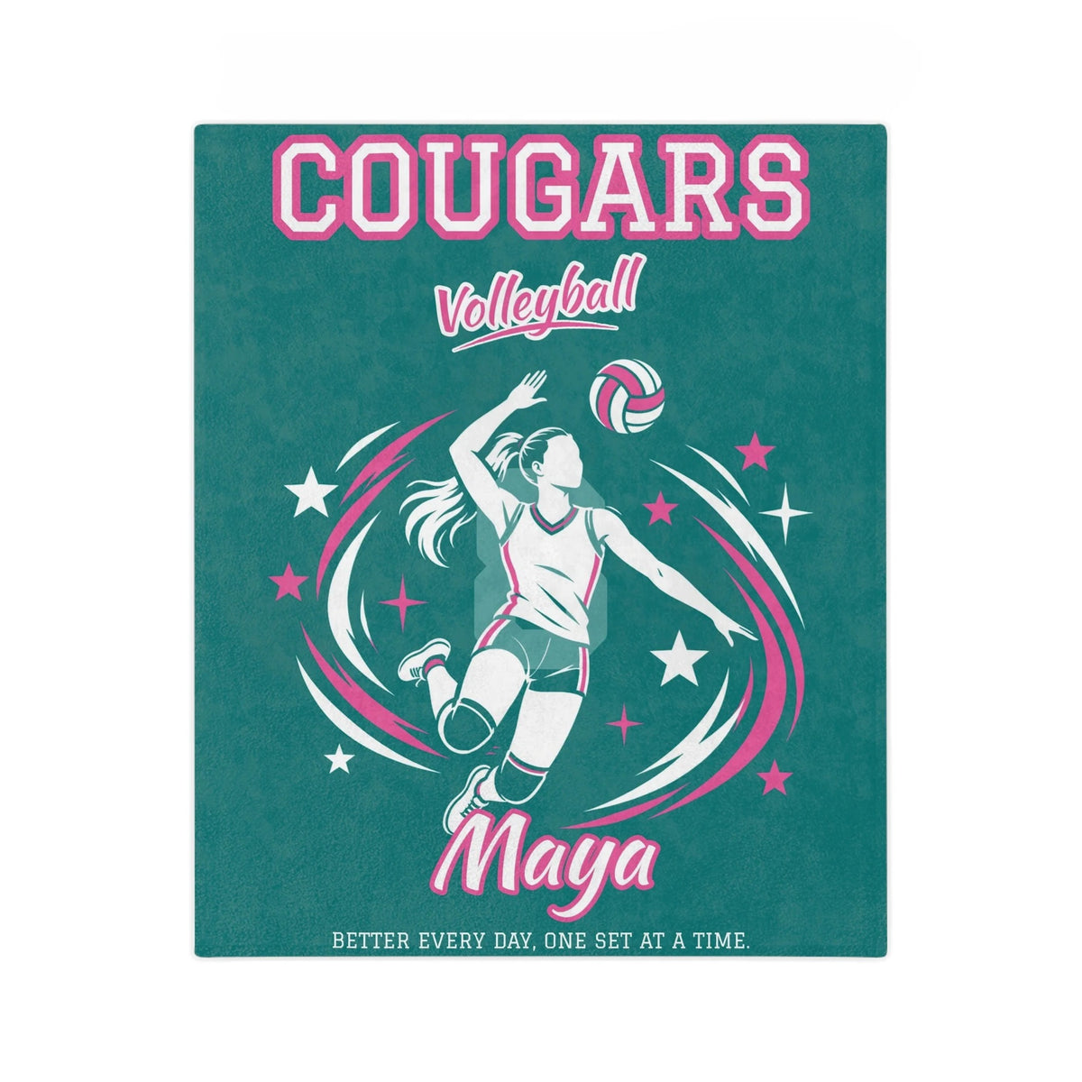 Personalized Volleyball Blanket - Player Spotlight Design | Custom Team Name, Number & Player Name | 2 Styles, Your Team Colors | Plush Throw