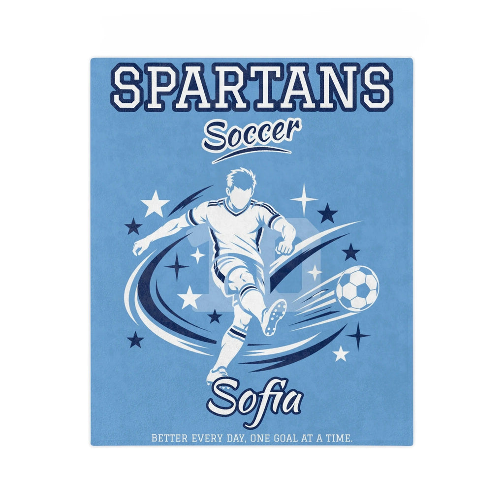 Personalized Soccer Blanket - Player Spotlight Design | Custom Team Name, Number & Player Name | 2 Styles, Your Team Colors | Plush Throw