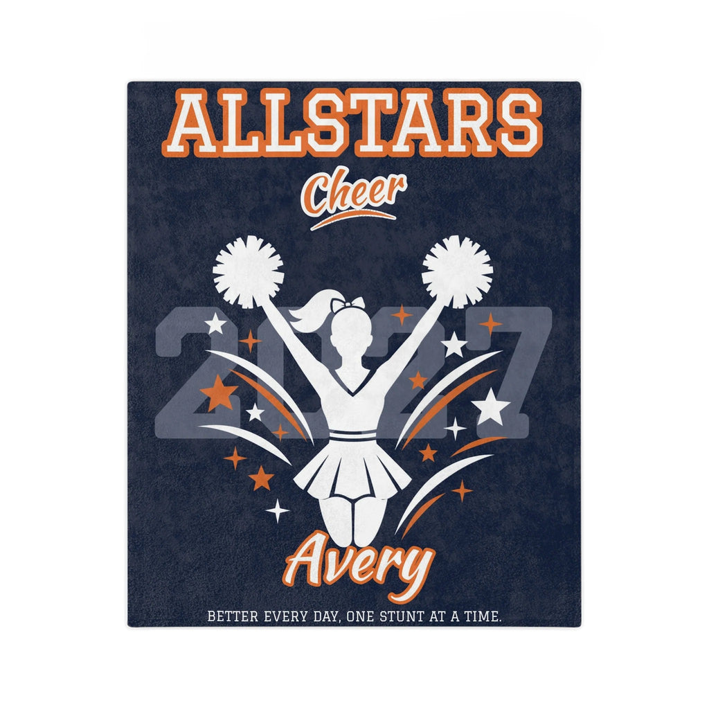 Personalized Cheer Blanket - Player Spotlight Design | Custom Team Name, Class Year & Cheerleader Name | 2 Styles, Your Team Colors | Plush Throw