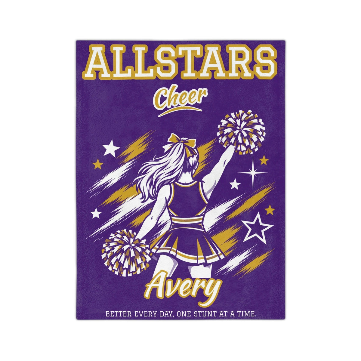 Personalized Cheer Blanket - Player Spotlight Design | Custom Team Name, Class Year & Cheerleader Name | 2 Styles, Your Team Colors | Plush Throw