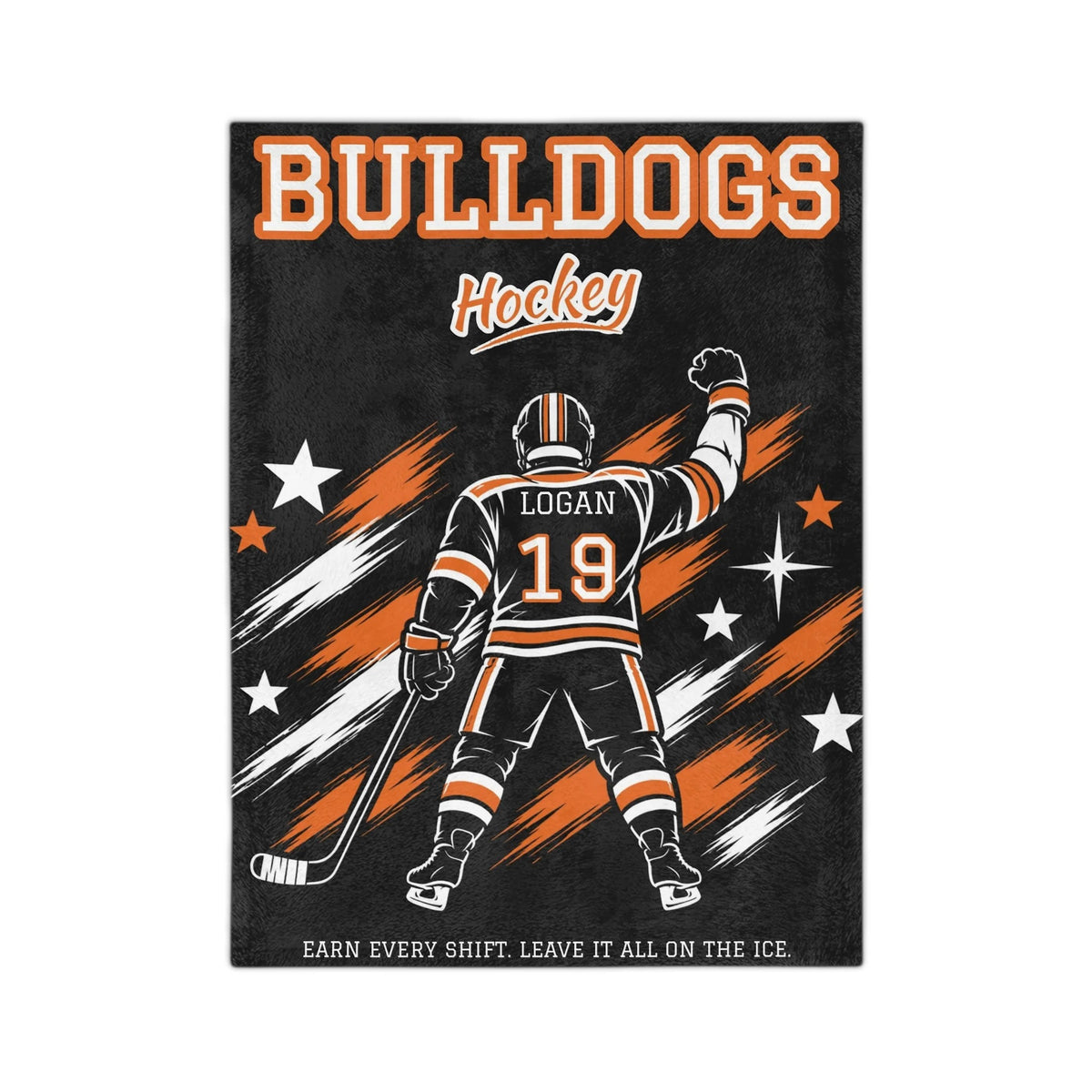 Personalized Hockey Blanket - Player Spotlight Design | Custom Team Name, Number & Player Name | 2 Styles, Your Team Colors | Plush Throw