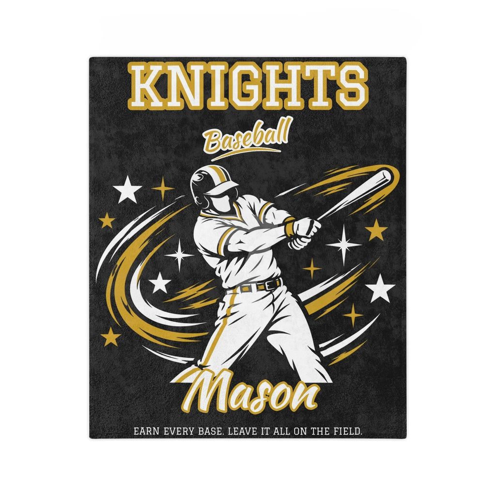 Personalized Baseball Blanket - Player Spotlight Design | Custom Team Name, Number & Player Name | 2 Styles, Your Team Colors | Plush Throw