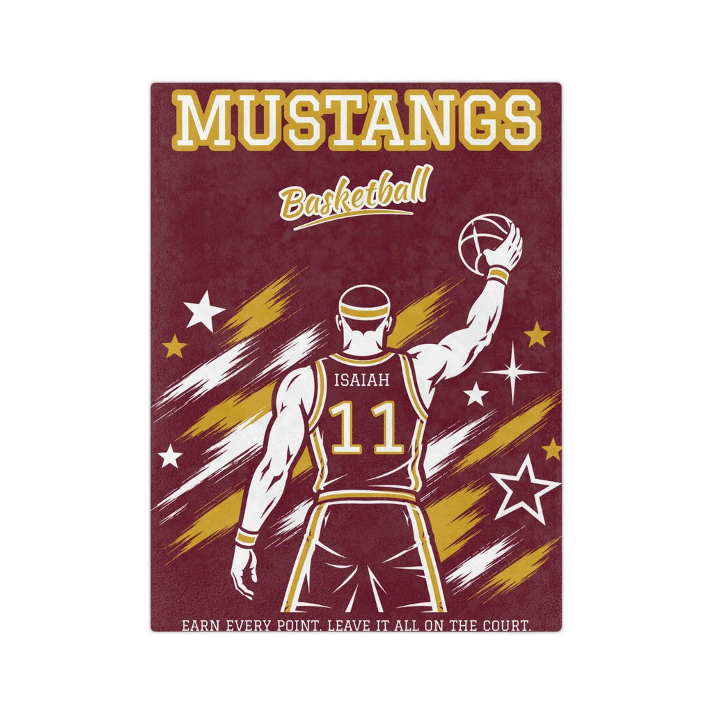 Personalized Basketball Blanket - Player Spotlight Design | Custom Team Name, Number & Player Name | 2 Styles, Your Team Colors | Plush Throw