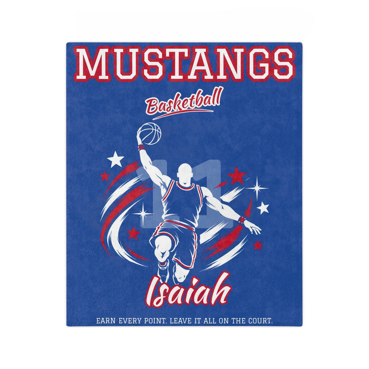 Personalized Basketball Blanket - Player Spotlight Design | Custom Team Name, Number & Player Name | 2 Styles, Your Team Colors | Plush Throw