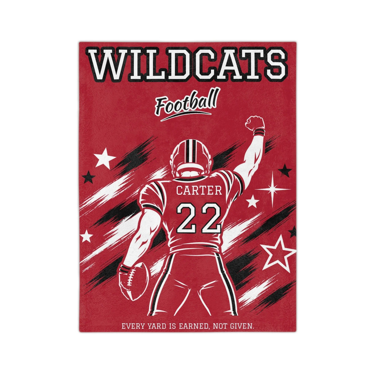 Personalized Football Blanket - Player Spotlight Design | Custom Team Name, Number & Player Name | 2 Styles, Your Team Colors | Plush Throw