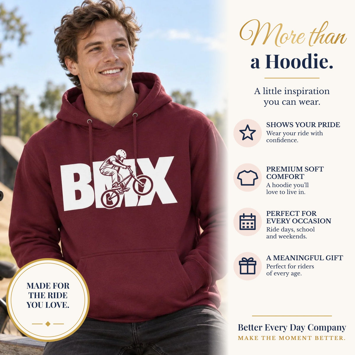 BED-SET-v1 banner | BMX Hoodie | BMX Rider Graphic | Gildan Hoodie