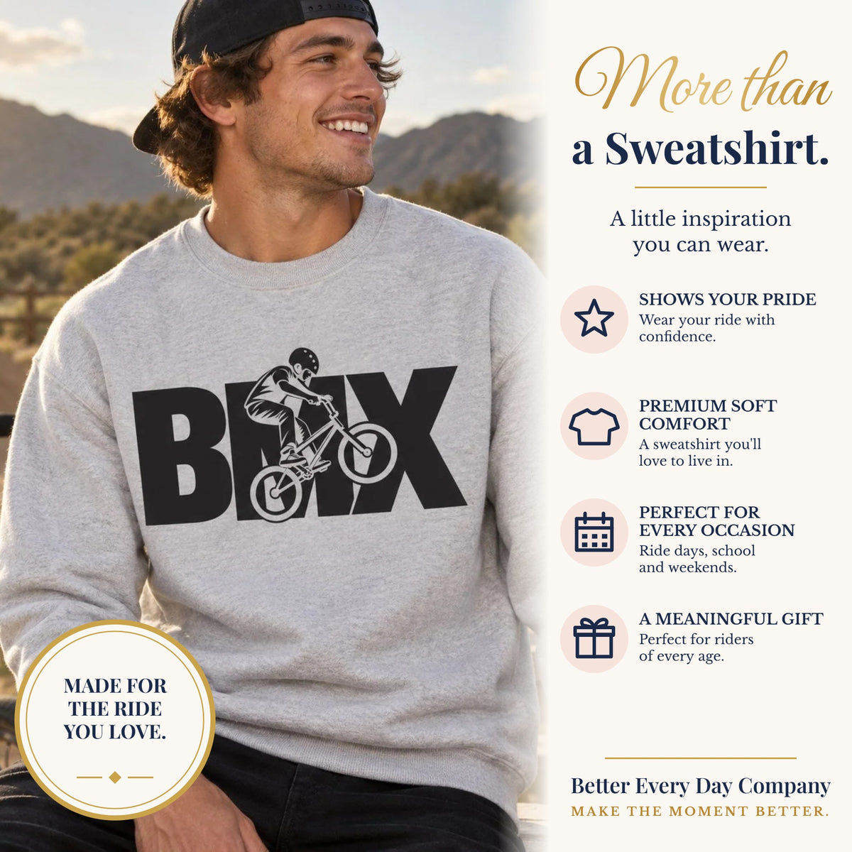 BED-SET-v1 banner | BMX Sweatshirt | BMX Rider Graphic | Gildan Crewneck