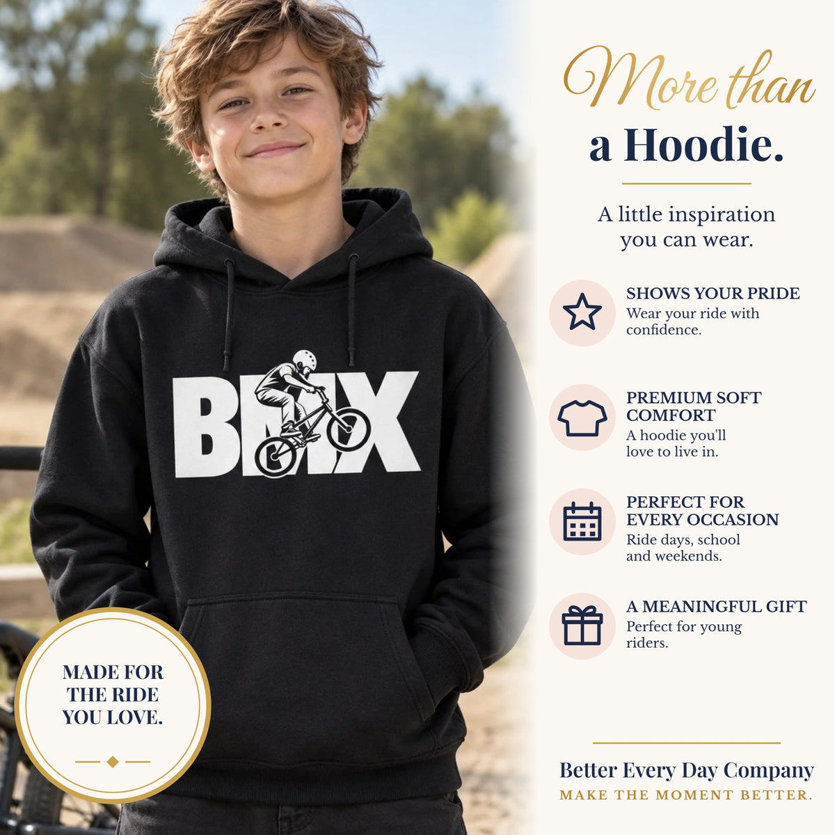 BED-SET-v1 banner | BMX Youth Hoodie | BMX Rider Graphic | Kids Youth Hoodie