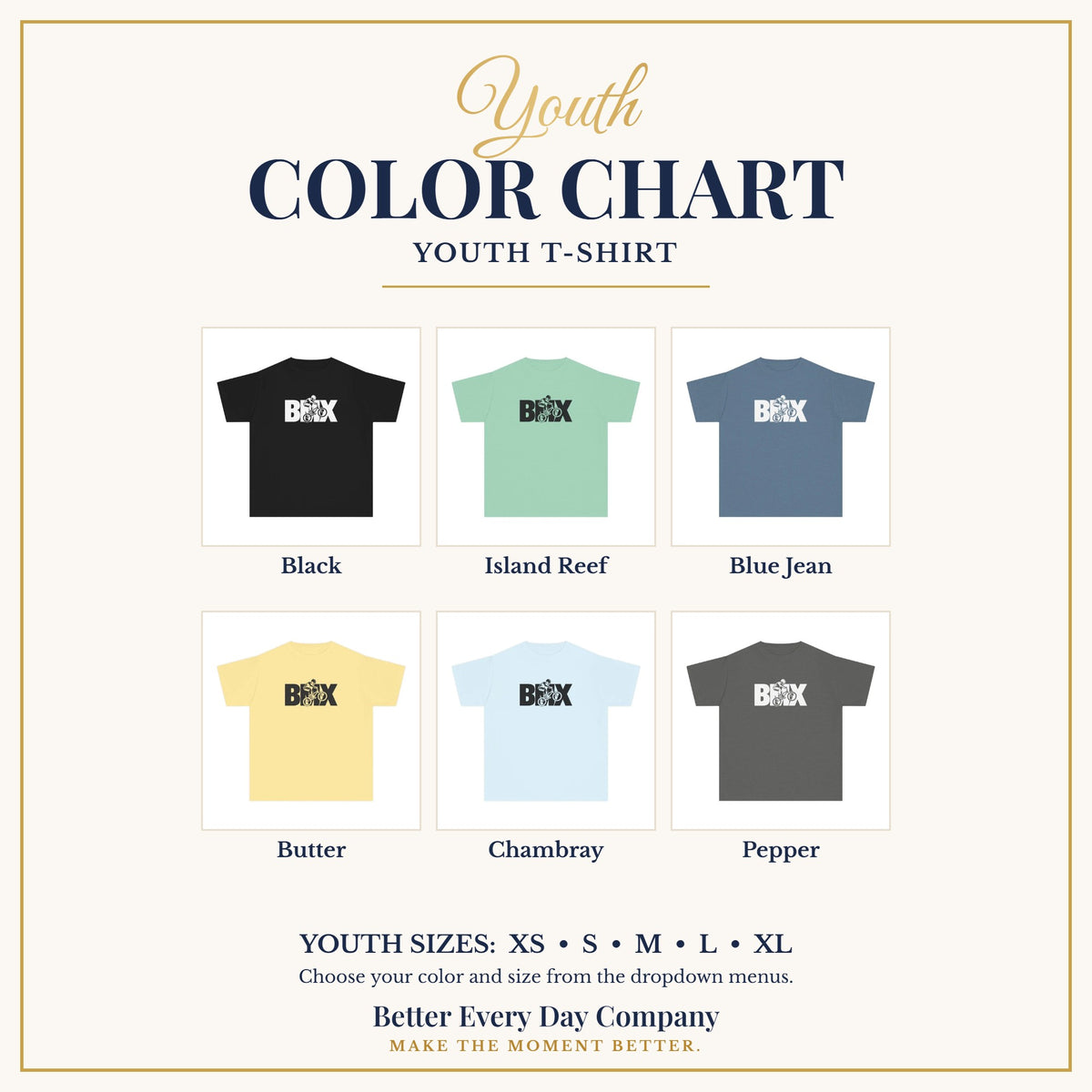 BED-SET-v1 chart | BMX Youth T-Shirt | BMX Rider Graphic | Kids Comfort Colors Youth Tee
