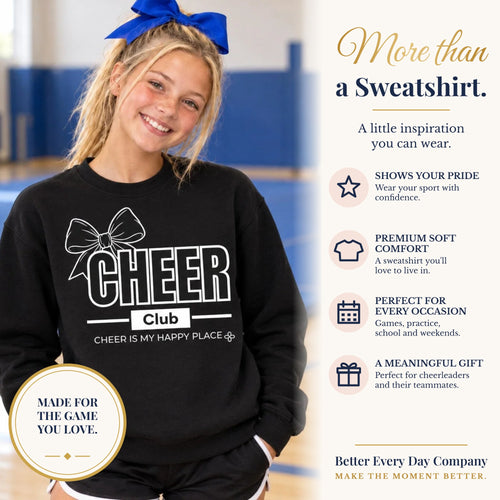 BED-SET-v1 banner | Cheer Club Bow Sweatshirt | Cheer Bow, Cheer Is My Happy Place | Cheer Gildan Crewneck