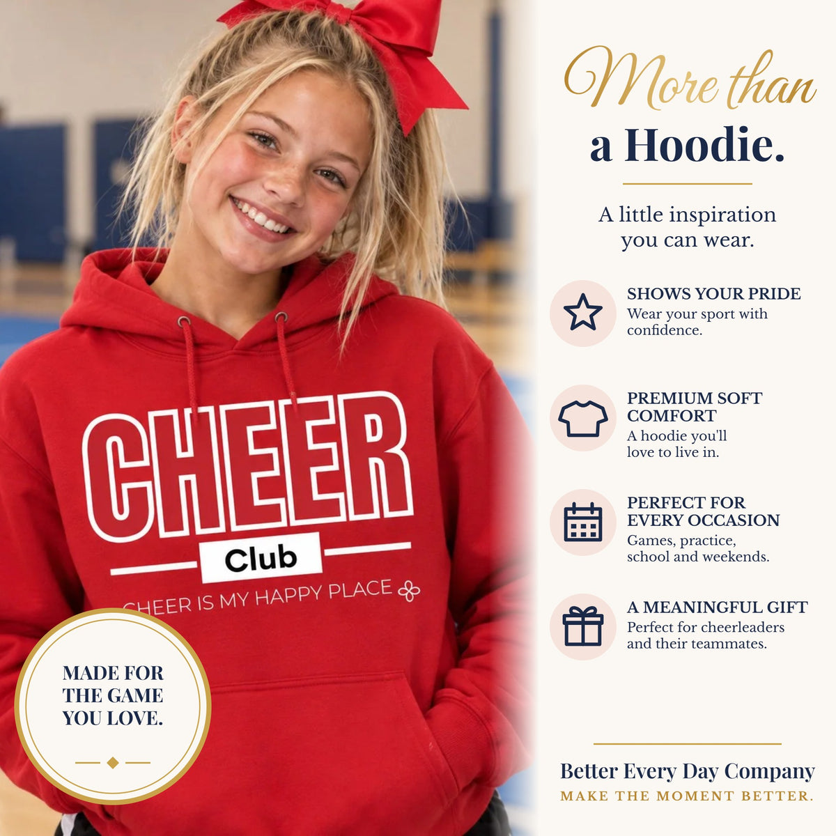 BED-SET-v1 banner | Cheer Club Hoodie | Cheer Is My Happy Place | Cheer Gildan Hoodie