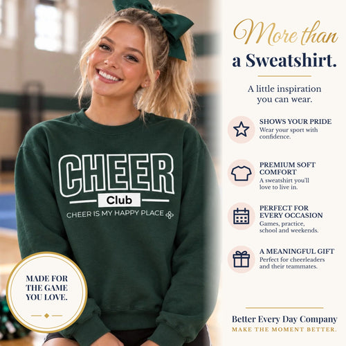 BED-SET-v1 banner | Cheer Club Sweatshirt | Cheer Is My Happy Place | Cheer Gildan Crewneck