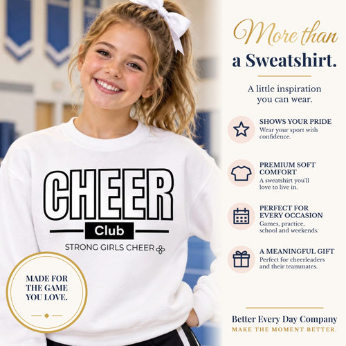BED-SET-v1 banner | Cheer Club Sweatshirt | Strong Girls Cheer | Cheer Gildan Crewneck