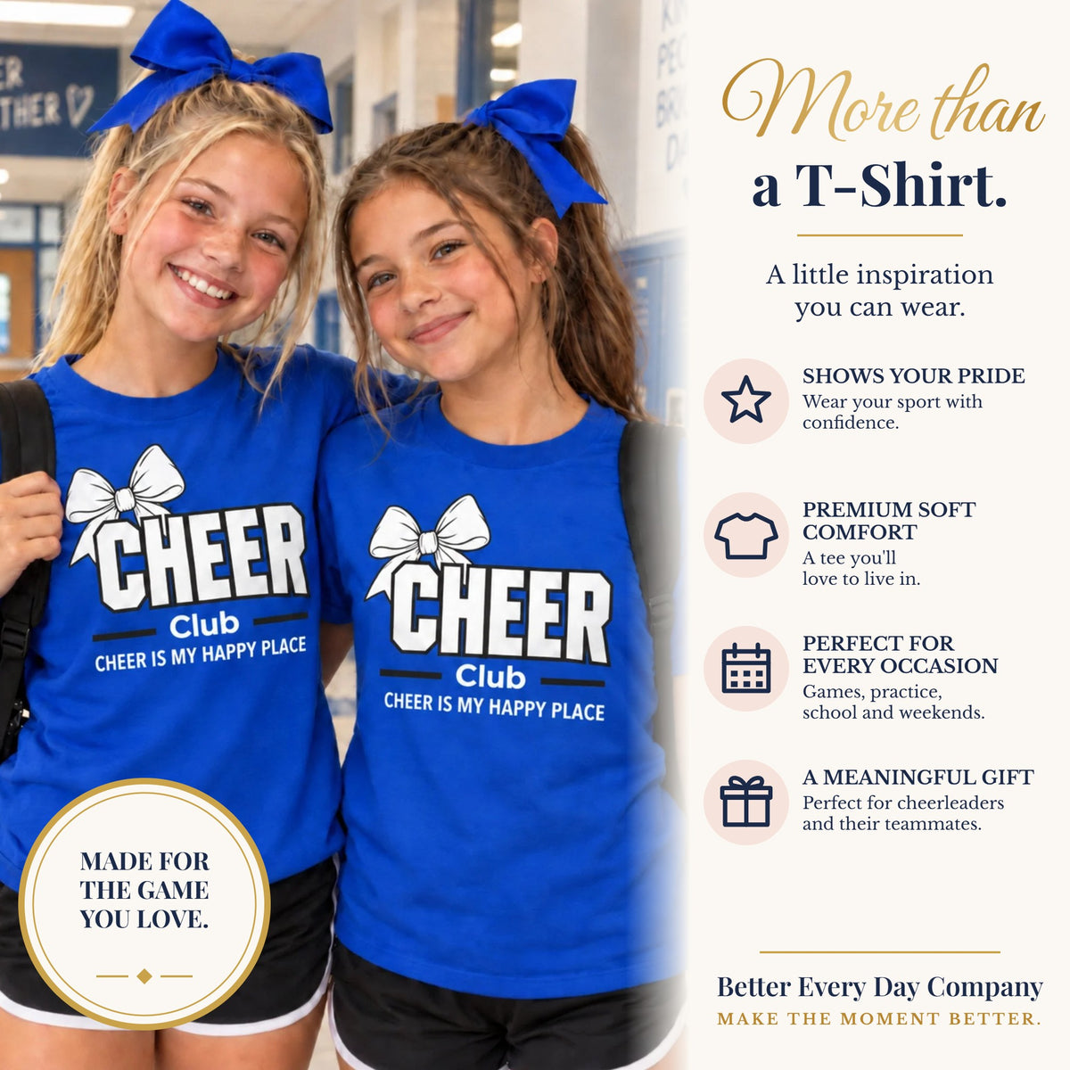 BED-SET-v1 banner | Cheer Club T-Shirt | Cheer Is My Happy Place | Cheer Comfort Colors Tee