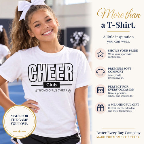 BED-SET-v1 banner | Cheer Club T-Shirt | Strong Girls Cheer | Cheer Comfort Colors Tee