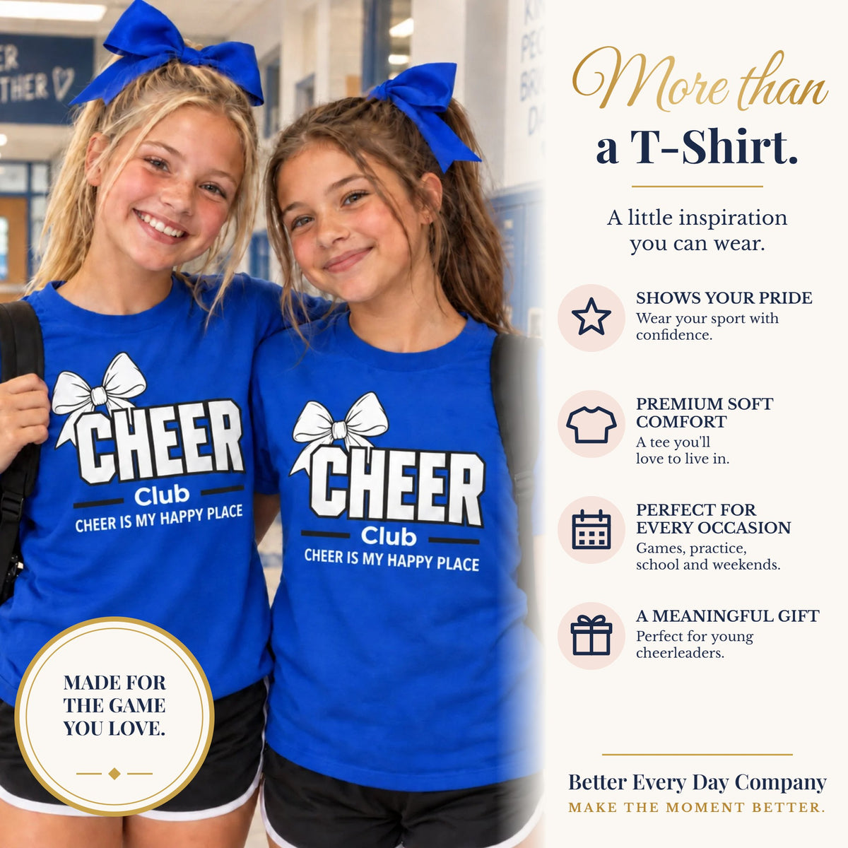 BED-SET-v1 banner | Cheer Club Youth T-Shirt | Cheer Is My Happy Place | Girls Cheer Comfort Colors Youth Tee