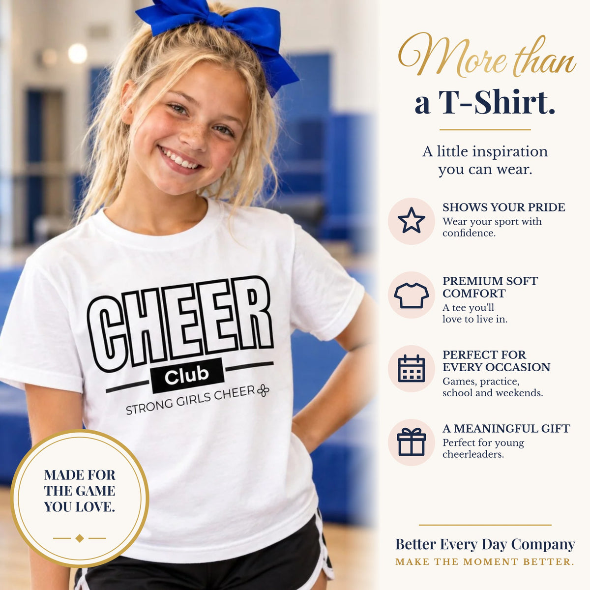 BED-SET-v1 banner | Cheer Club Youth T-Shirt | Strong Girls Cheer | Girls Cheer Comfort Colors Youth Tee