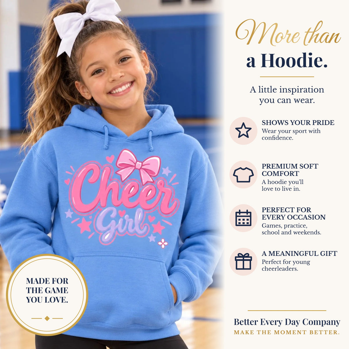 BED-SET-v1 banner | Cheer Girl Youth Hoodie | Girls Cheer Youth Hoodie