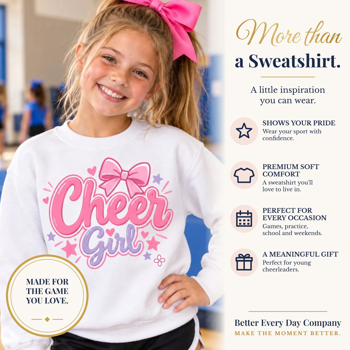 BED-SET-v1 banner | Cheer Girl Youth Sweatshirt | Girls Cheer Youth Crewneck