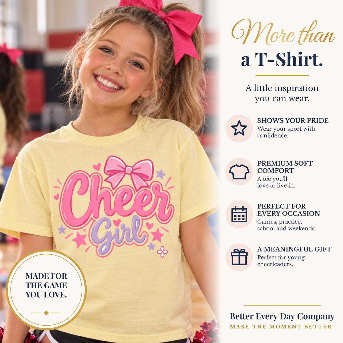 BED-SET-v1 banner | Cheer Girl Youth T-Shirt | Girls Cheer Comfort Colors Youth Tee