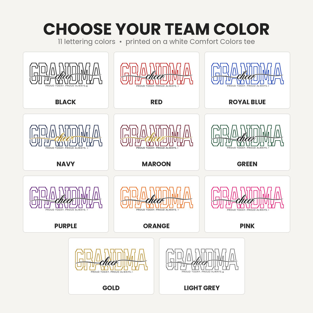 cheer grandma team color chart tall