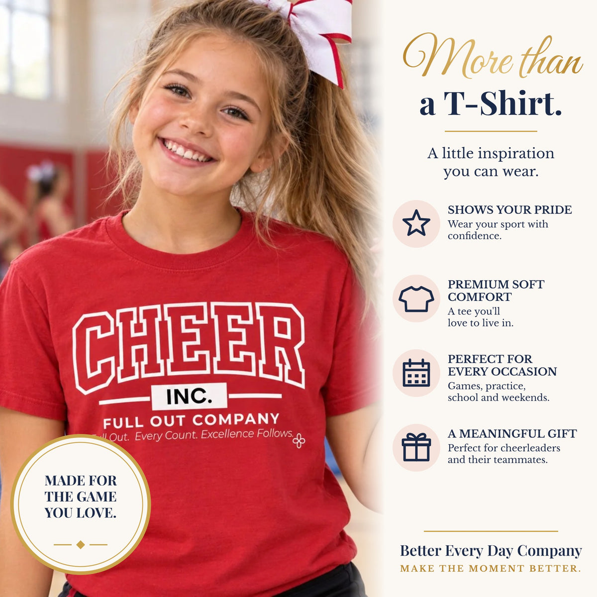 BED-SET-v1 banner | Cheer Inc. Full Out Company T-Shirt | Full Out, Every Count | Cheer Comfort Colors Tee