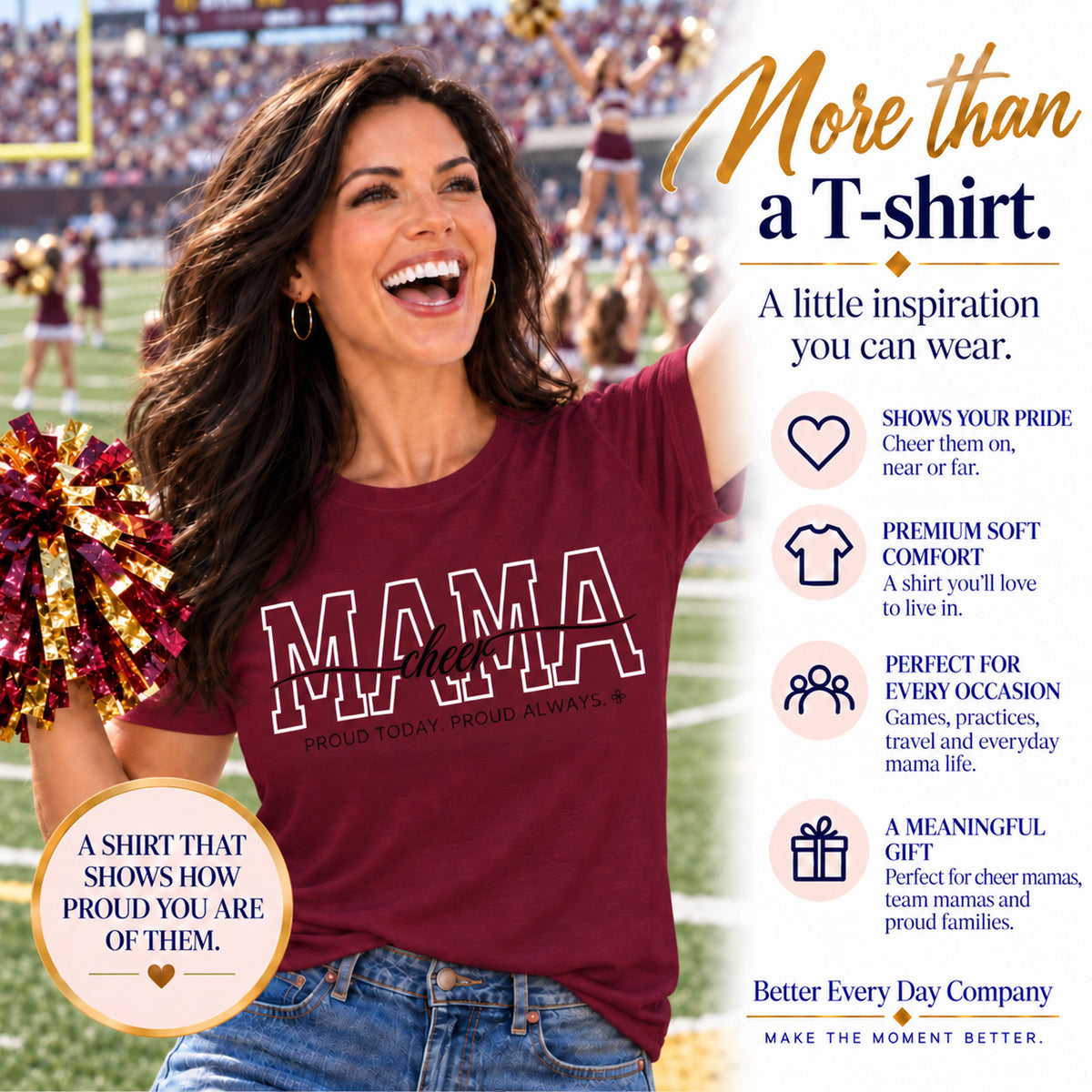 Cheer Mama Shirt - Proud Today. Proud Always.