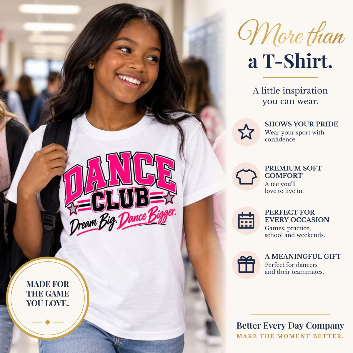 BED-SET-v1 banner | Dance Club T-Shirt | Dream Big, Dance Bigger | Dance Comfort Colors Tee