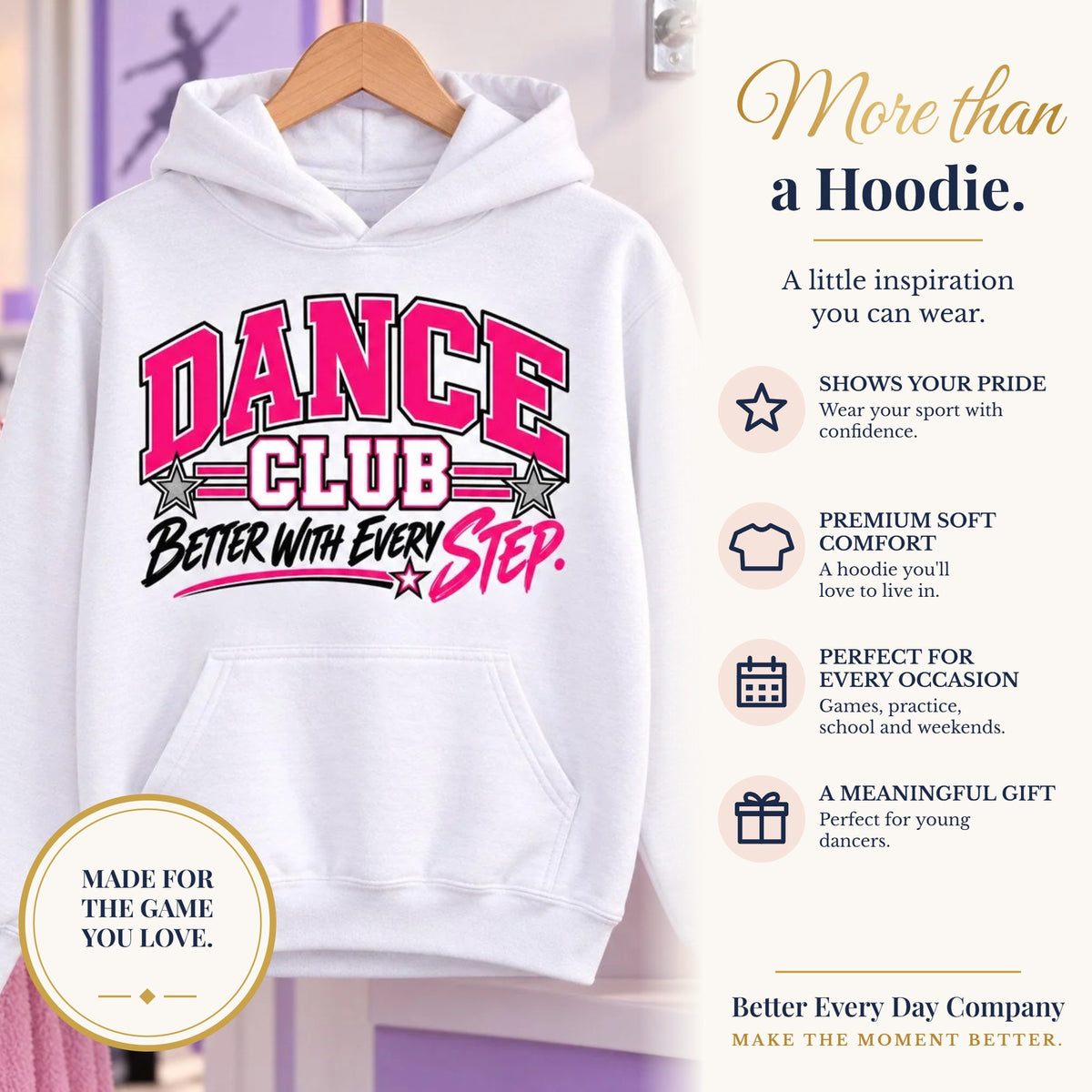 BED-SET-v1 banner | Dance Club Youth Hoodie | Better With Every Step | Girls Dance Youth Hoodie