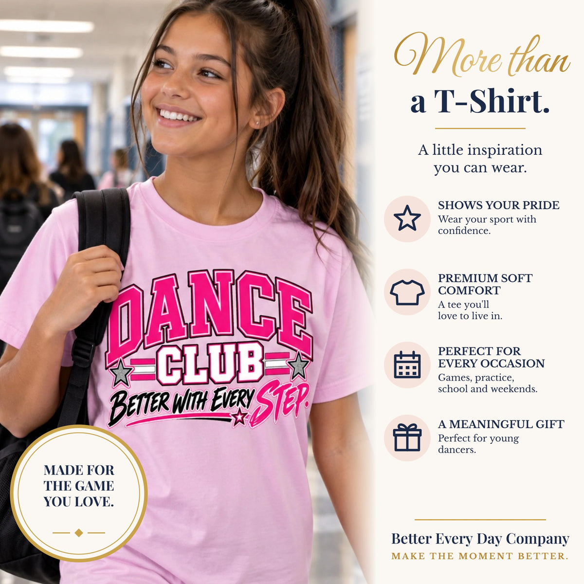 BED-SET-v1 banner | Dance Club Youth T-Shirt | Better With Every Step | Girls Dance Comfort Colors Youth Tee