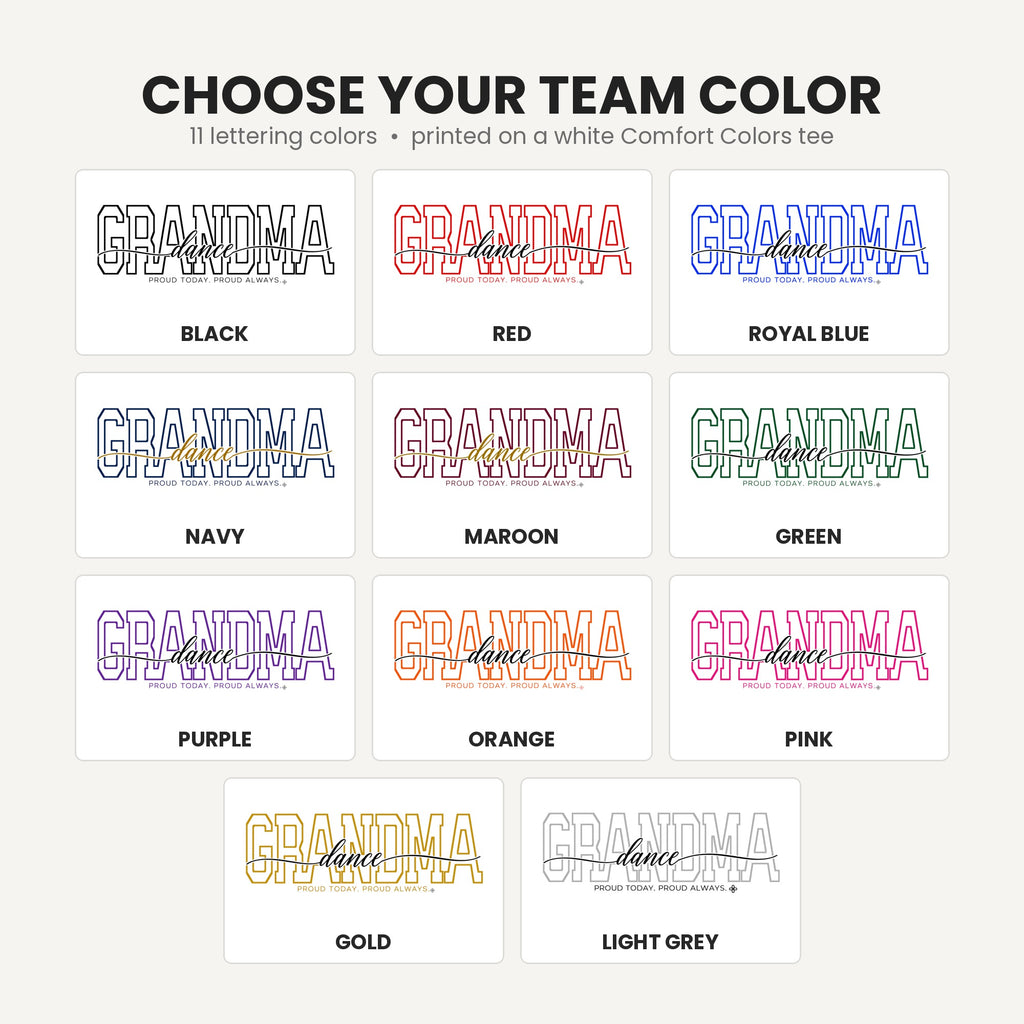 dance grandma team color chart tall