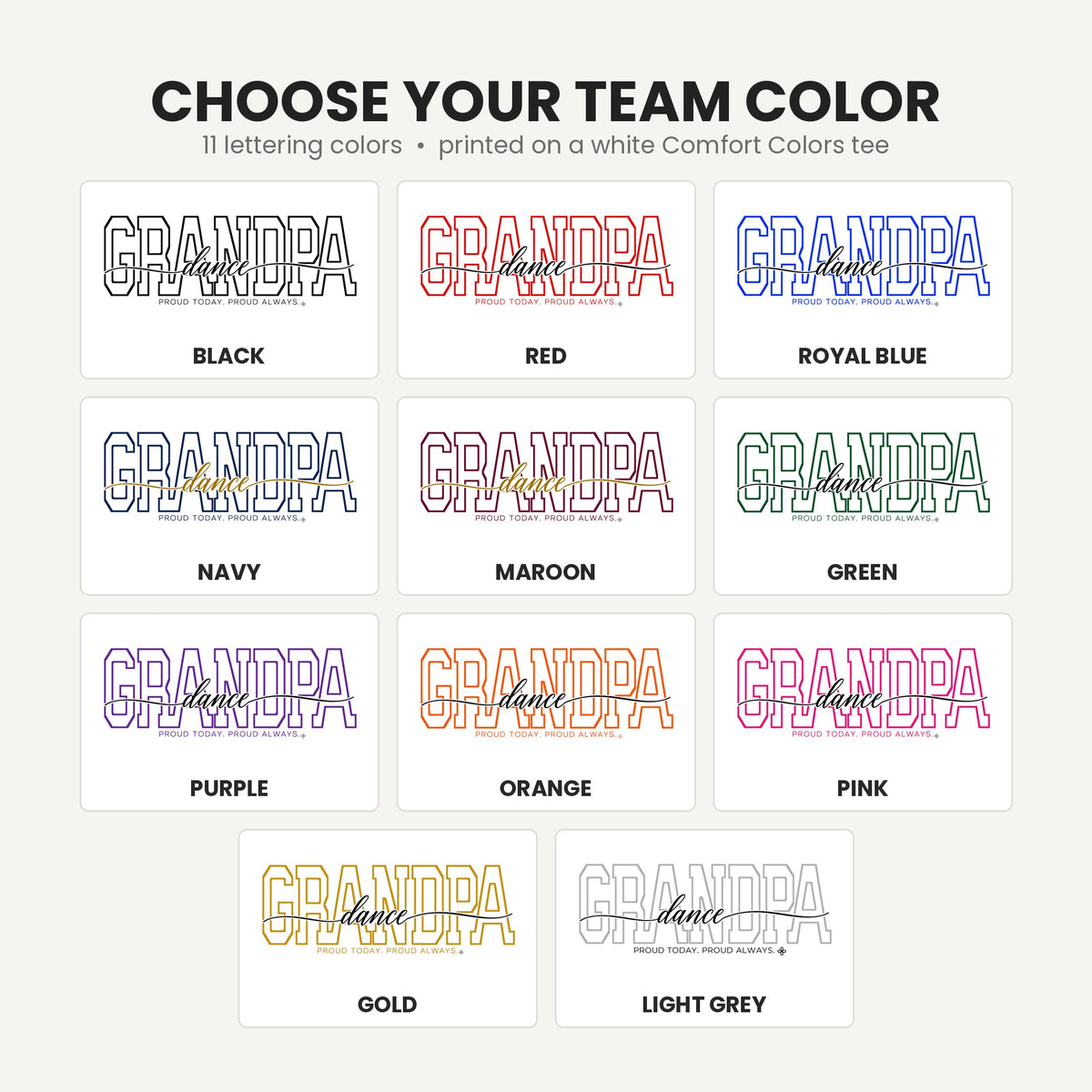 dance grandpa team color chart tall