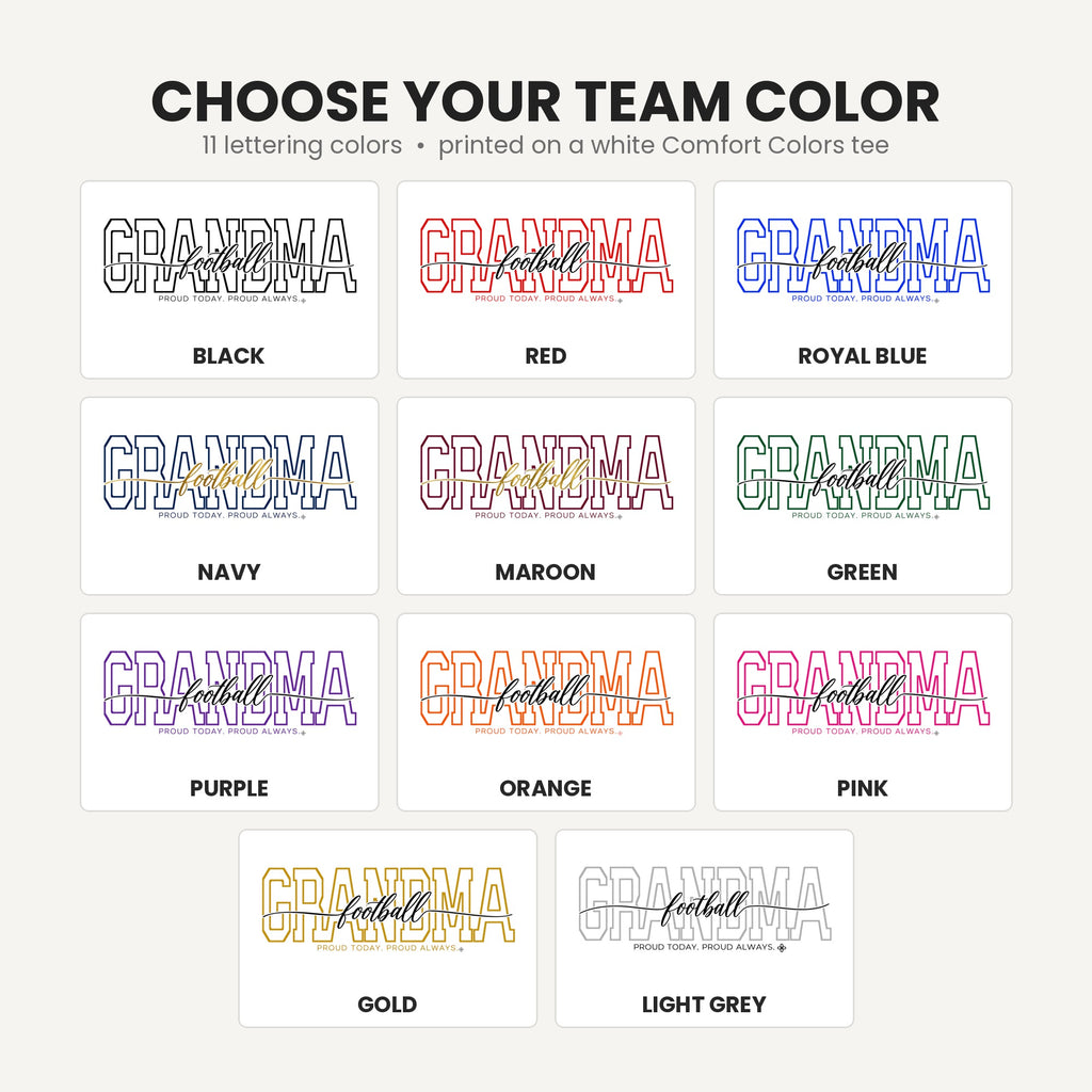 football grandma team color chart tall