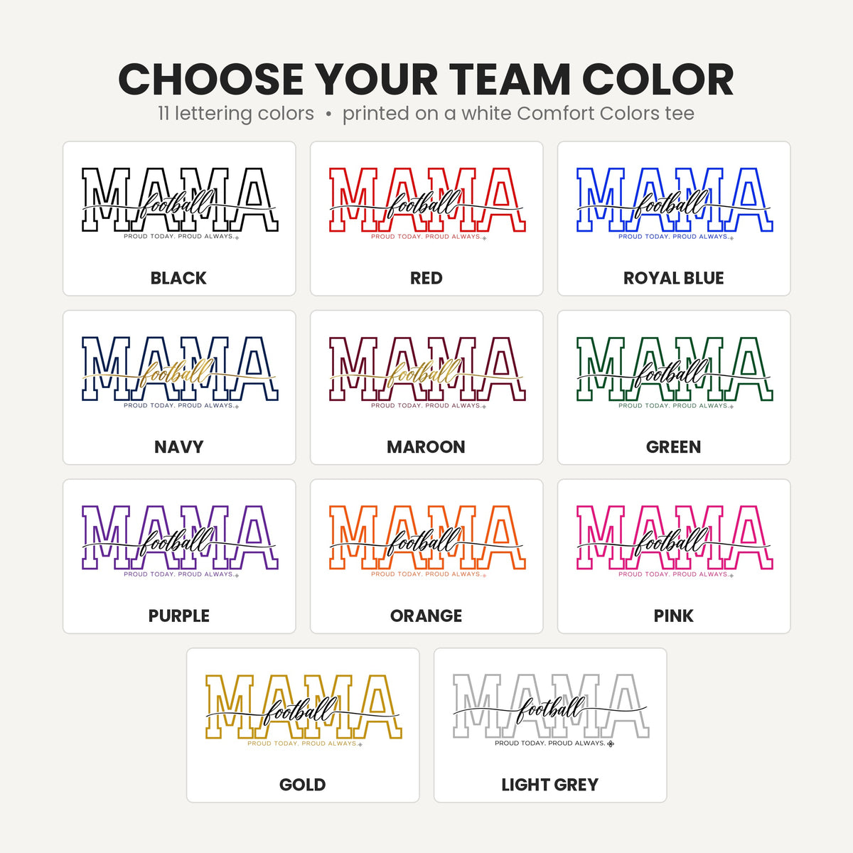 Football Mama shirt team lettering colors