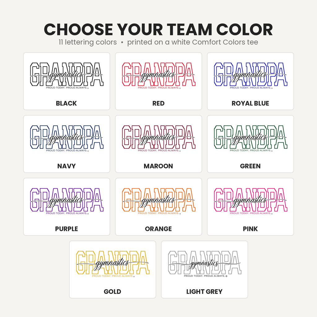 gymnastics grandpa team color chart tall