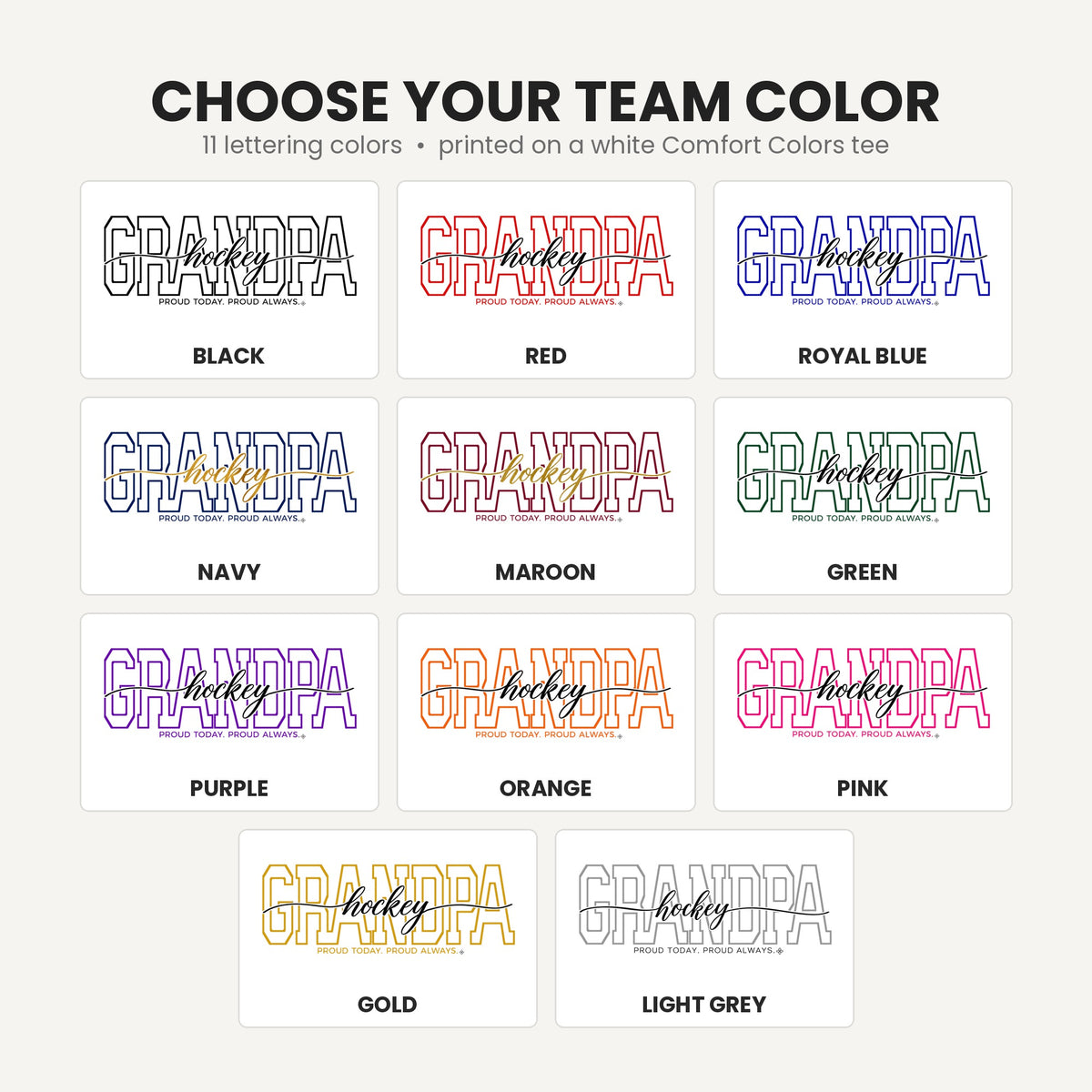 hockey grandpa team color chart tall