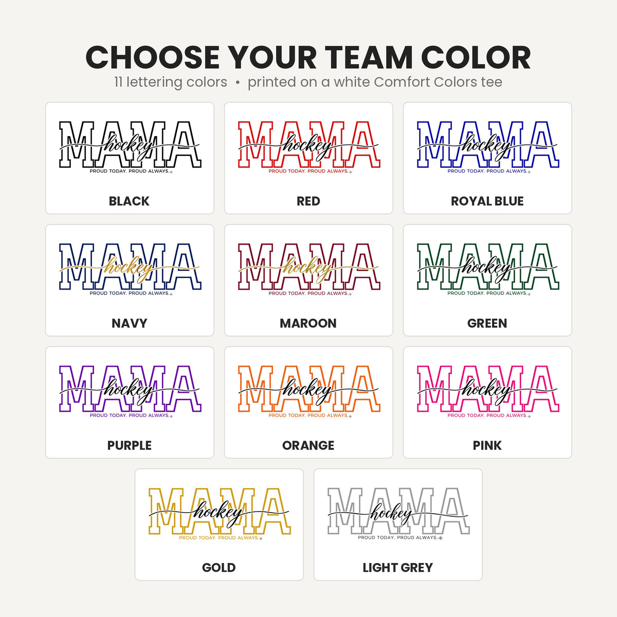 Hockey Mama shirt team lettering colors