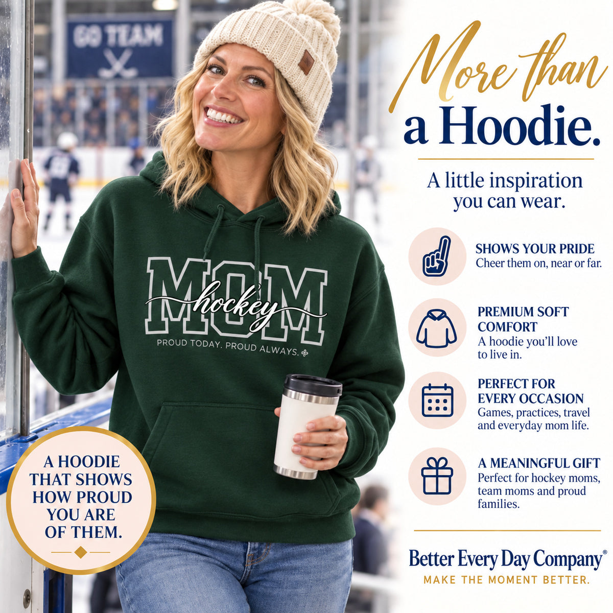 Hockey Mom Hoodie - Proud Today. Proud Always.