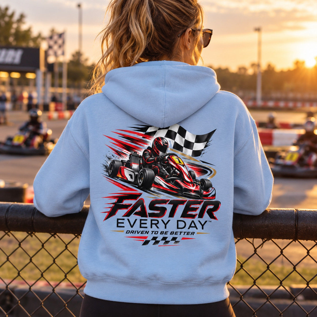 Faster Every Day Go-Kart Racing Hoodie - Lifestyle