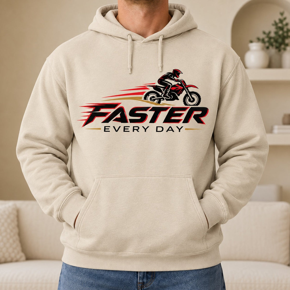 Faster Every Day Dirt Bike Logo Hoodie - Front View