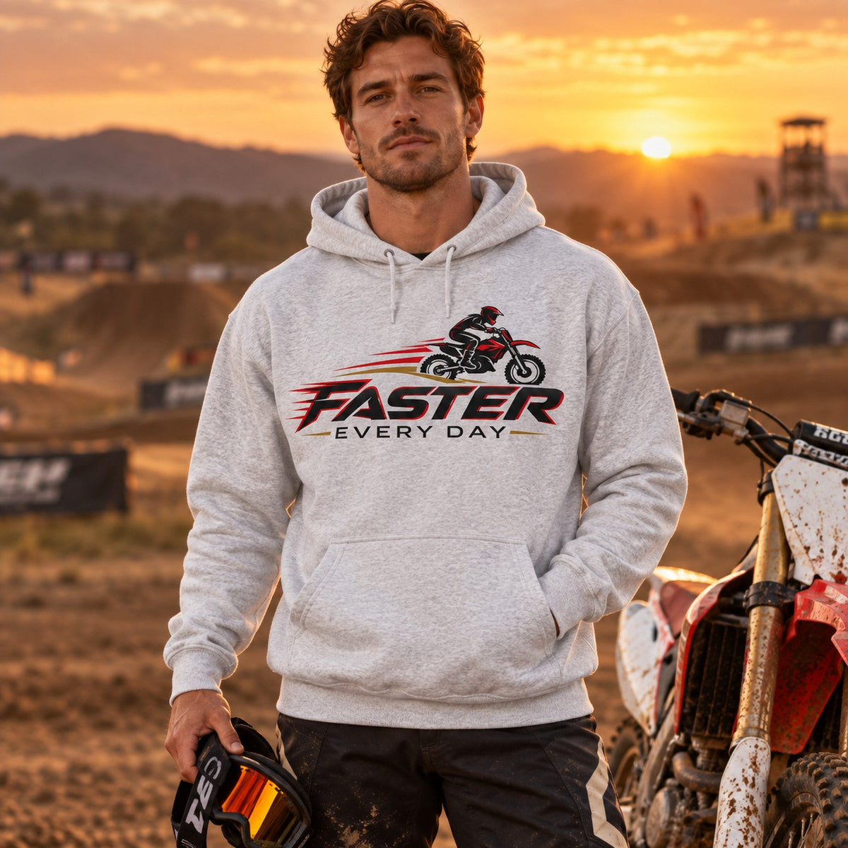 Faster Every Day Dirt Bike Logo Hoodie - Lifestyle