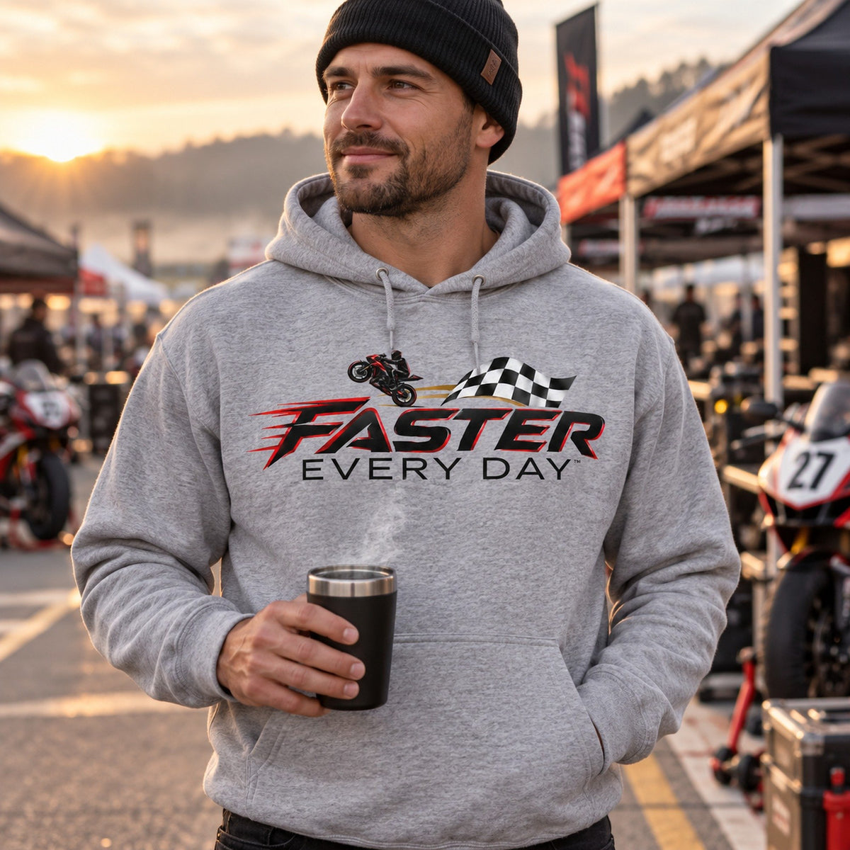 Faster Every Day Checkered Flag Logo Hoodie - Lifestyle