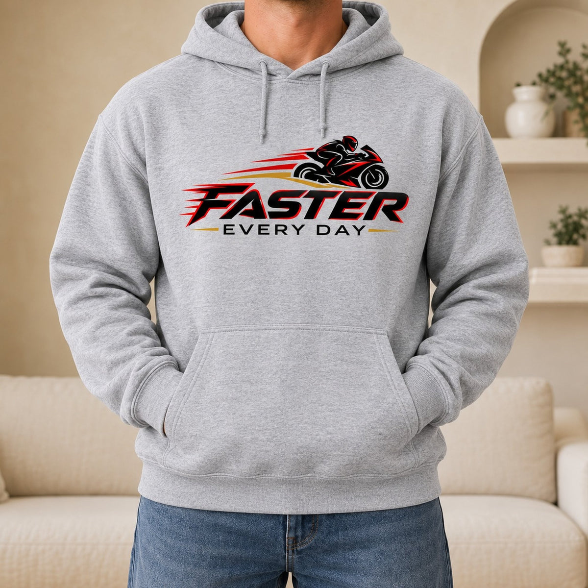 Faster Every Day Sport Bike Logo Hoodie - Front View