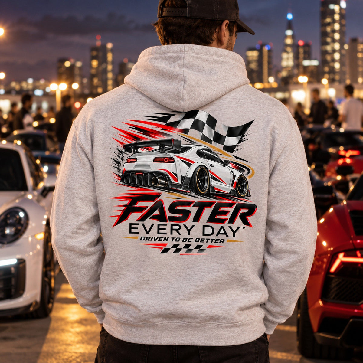 Faster Every Day Sports Car Hoodie - Lifestyle