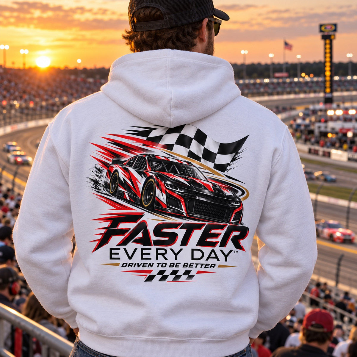 Faster Every Day Stock Car Racing Hoodie - Lifestyle