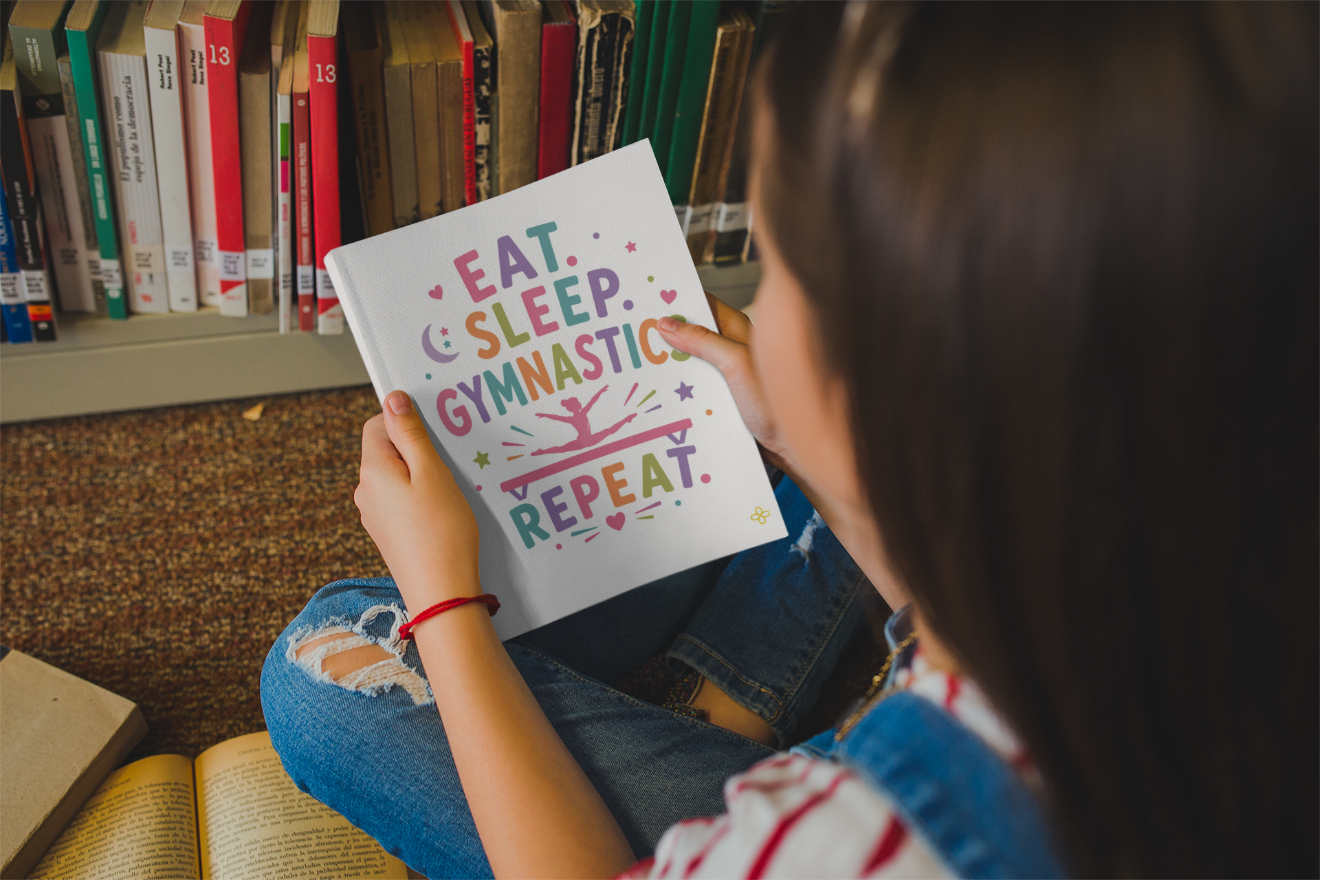 Eat, Sleep, Gymnastics, Repeat, Gymnastics Notebook, 8.5"x11" Wide Ruled, Kids Notebook, Blank Notebook, Spiral Bound