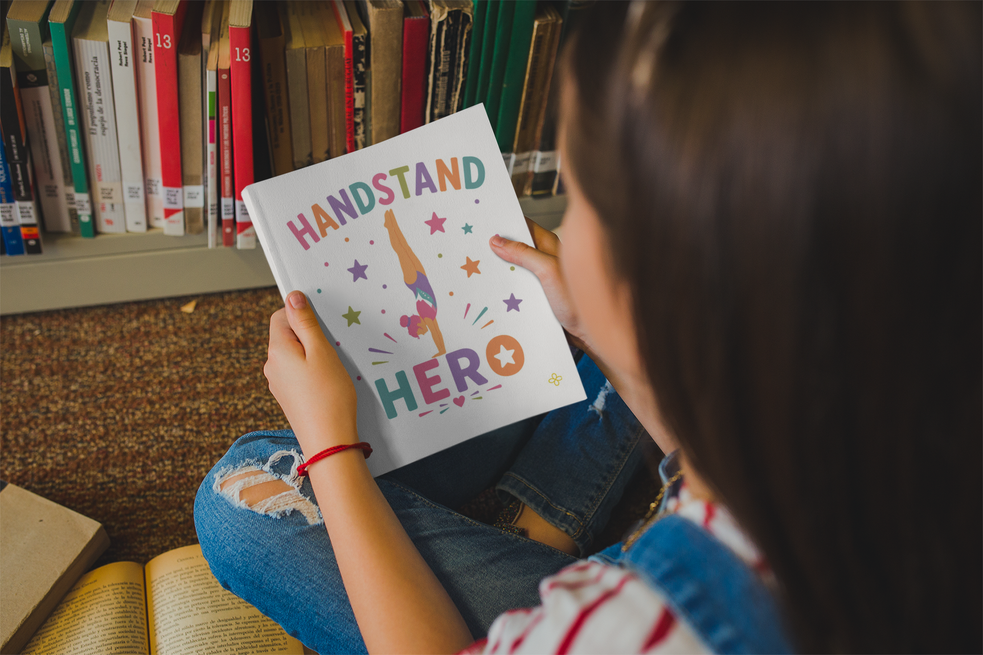 Handstand Hero - Girl Gymnastics Notebook, 8.5"x11" Wide Ruled, Kids Notebook, Blank Notebook, Spiral Bound