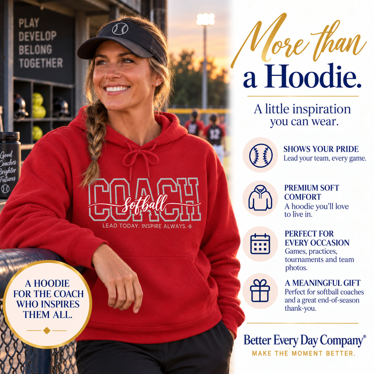 Softball Coach Hoodie - Proud Today. Proud Always.