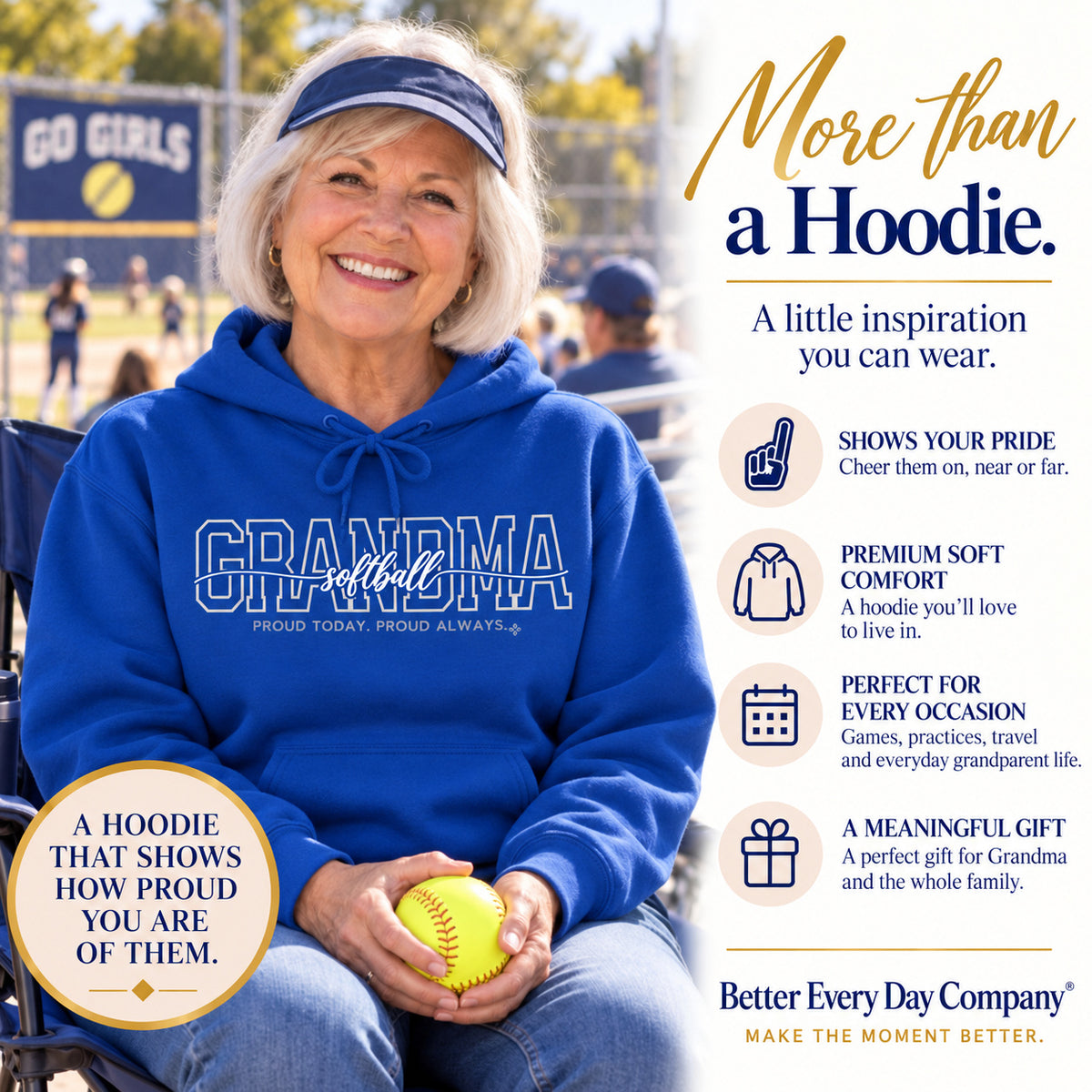 Softball Grandma Hoodie - Proud Today. Proud Always.