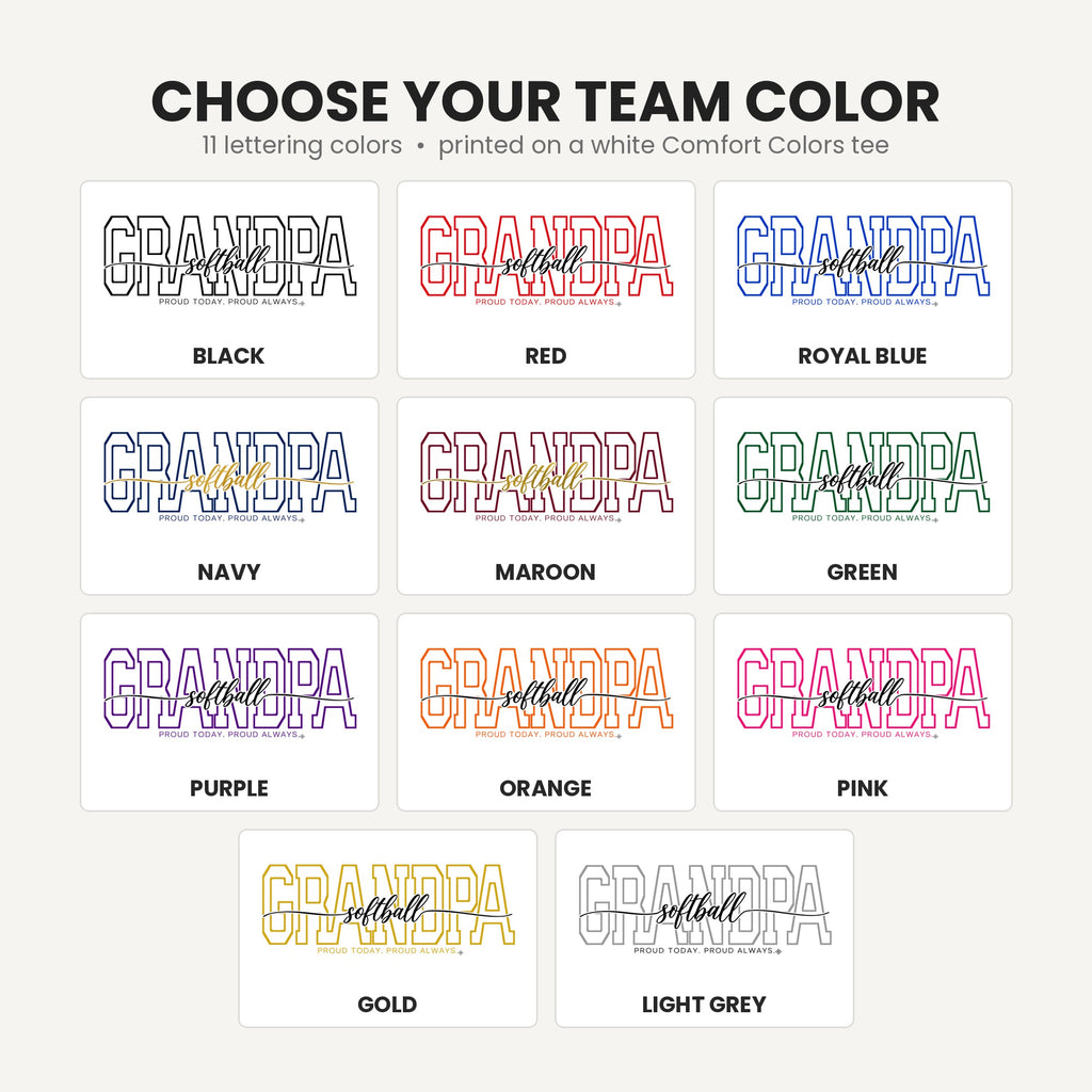softball grandpa team color chart tall